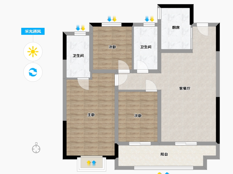 浙江省-台州市-云樾天境-92.36-户型库-采光通风