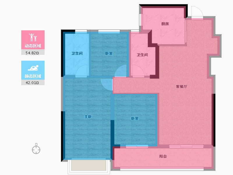 浙江省-杭州市-万科河颂映象府-86.24-户型库-动静分区