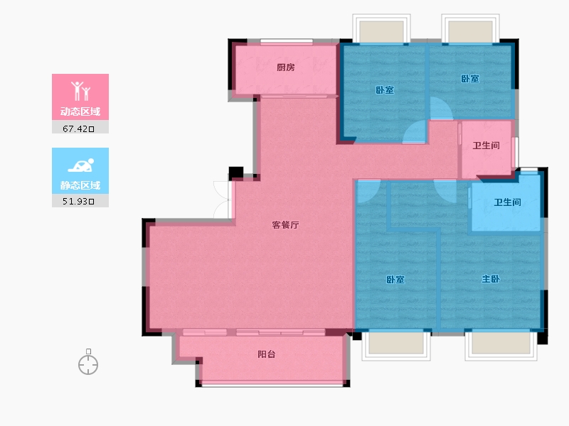 江苏省-常州市-旭辉都会江来-108.80-户型库-动静分区