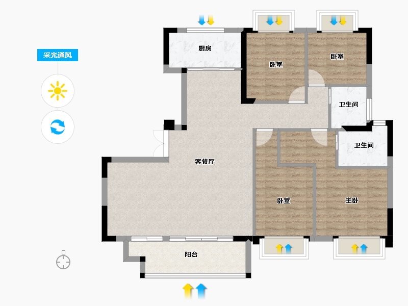 江苏省-常州市-旭辉都会江来-108.80-户型库-采光通风