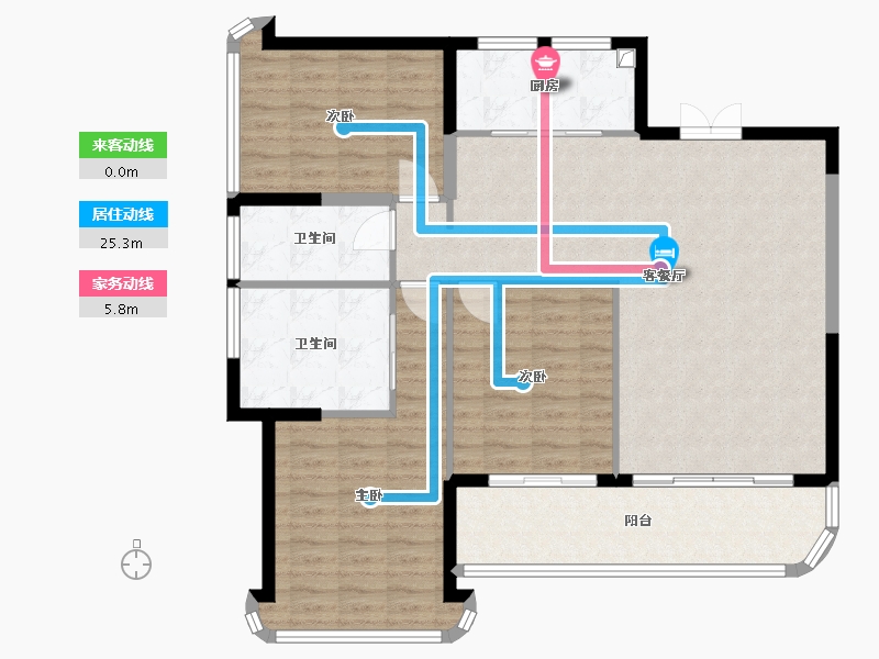 云南省-玉溪市-翡翠湾2期-89.60-户型库-动静线