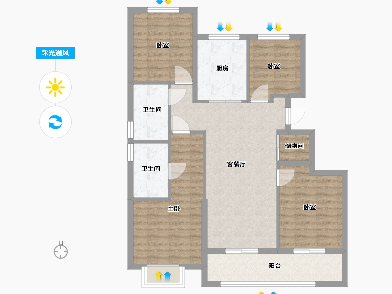 浙江省-绍兴市-绿城·晓风印月府-90.01-户型库-采光通风