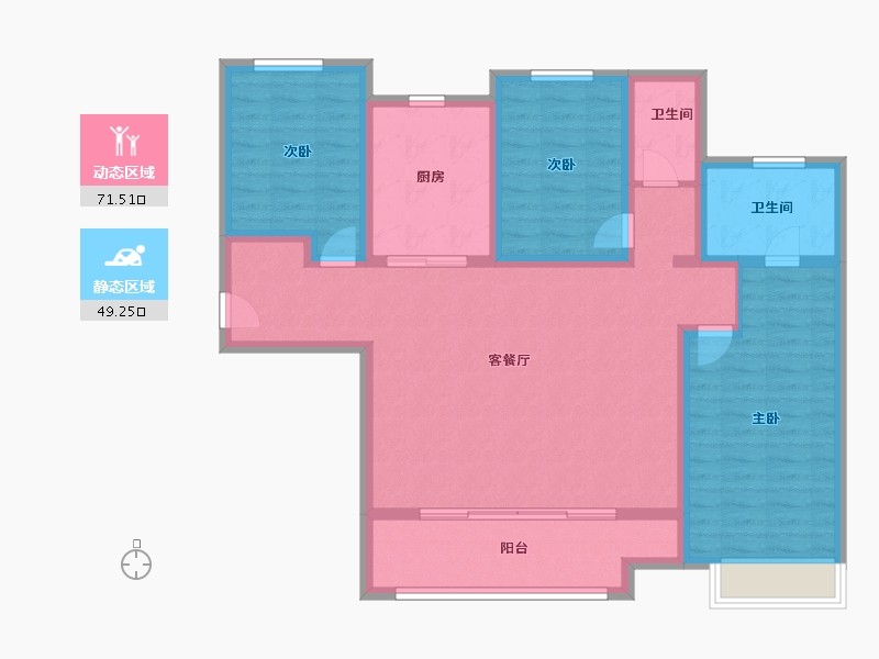 新疆维吾尔自治区-乌鲁木齐市-万科都会未来城-108.00-户型库-动静分区