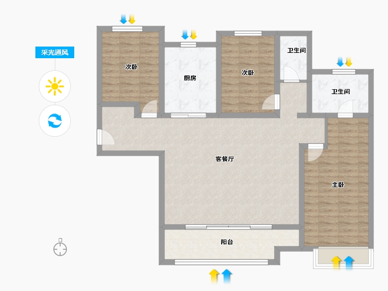 新疆维吾尔自治区-乌鲁木齐市-万科都会未来城-108.00-户型库-采光通风