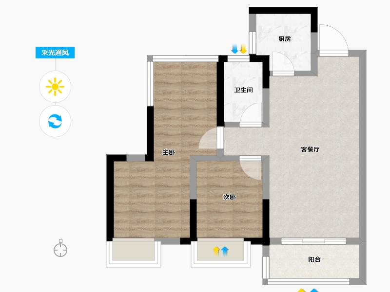 四川省-内江市-嘉宏·未来城-60.05-户型库-采光通风