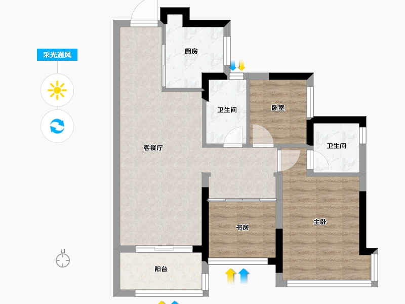 广东省-广州市-新城翡丽云境-65.24-户型库-采光通风