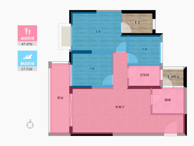 云南省-昆明市-富康城·紫悦府-73.21-户型库-动静分区