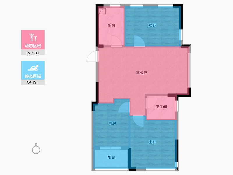 浙江省-杭州市-景腾家园-71.20-户型库-动静分区