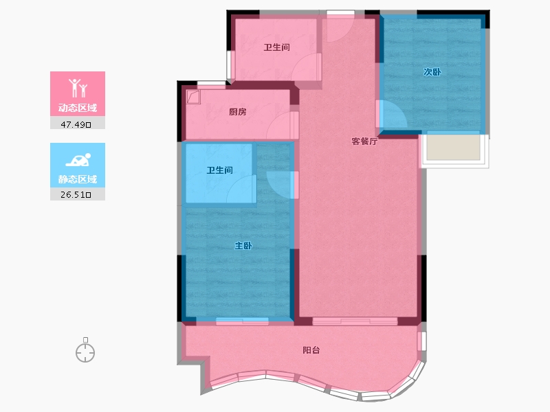 海南省-三亚市-新华联香水湾-65.55-户型库-动静分区