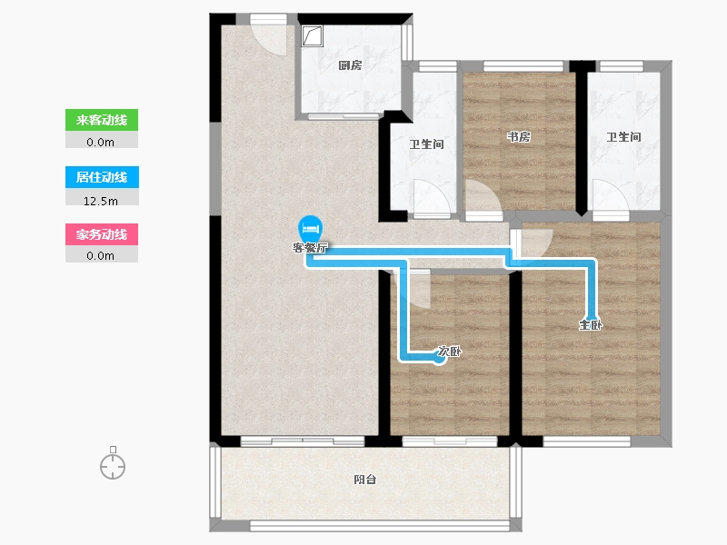 云南省-昆明市-创佳墅府-89.76-户型库-动静线