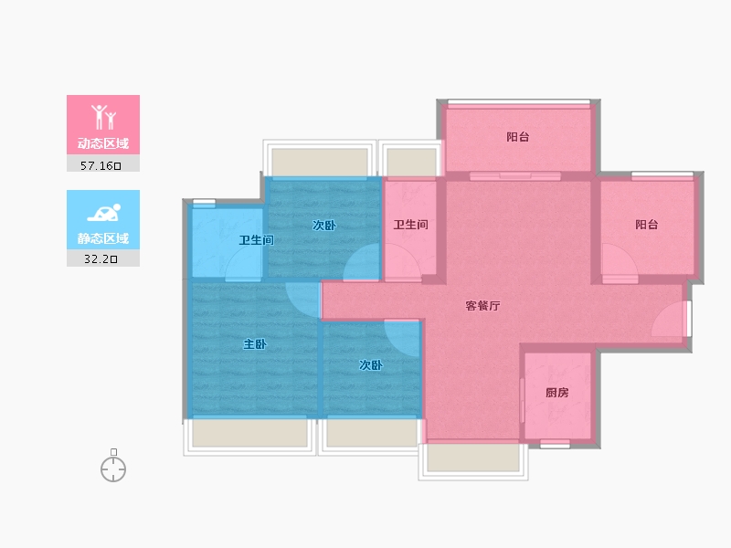 广东省-中山市-上乘·蓝岸-80.01-户型库-动静分区