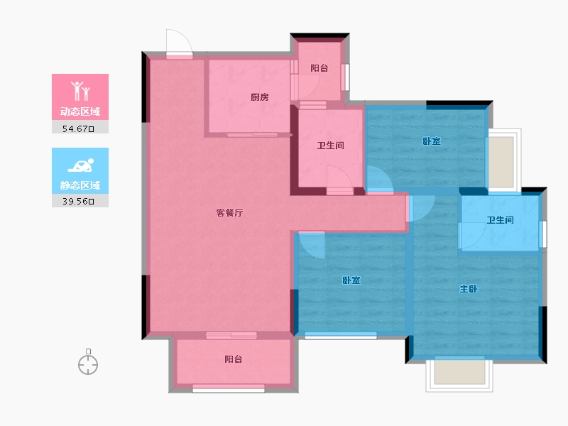 四川省-成都市-正兴紫瑞里-83.70-户型库-动静分区