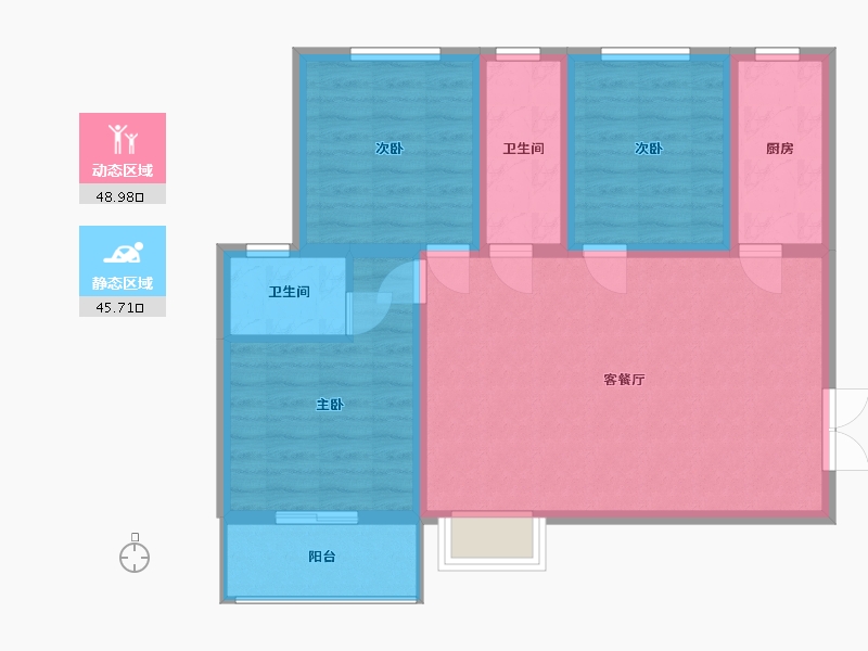 陕西省-咸阳市-京基一品-92.95-户型库-动静分区