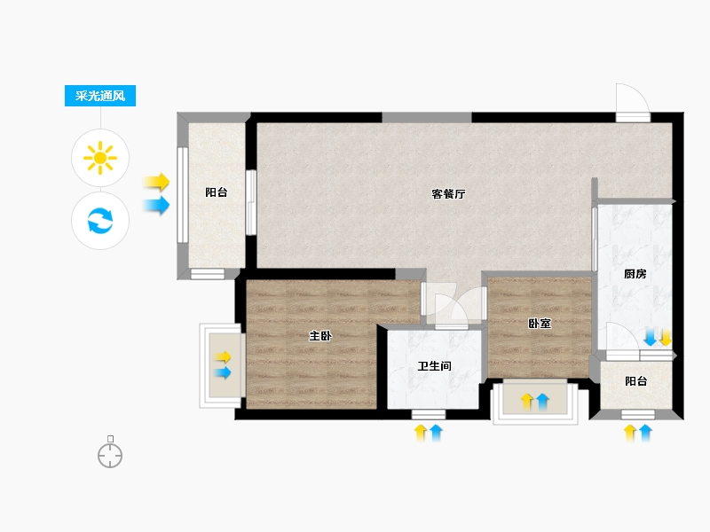 广东省-深圳市-岗宏翰林汇-66.72-户型库-采光通风