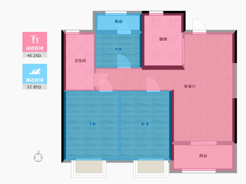 浙江省-宁波市-城投绿城·N30°梦想城-70.30-户型库-动静分区