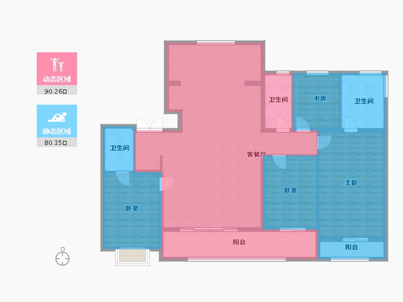 浙江省-绍兴市-绿城·晓风印月府-155.52-户型库-动静分区