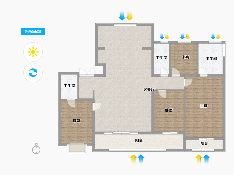 浙江省-绍兴市-绿城·晓风印月府-155.52-户型库-采光通风