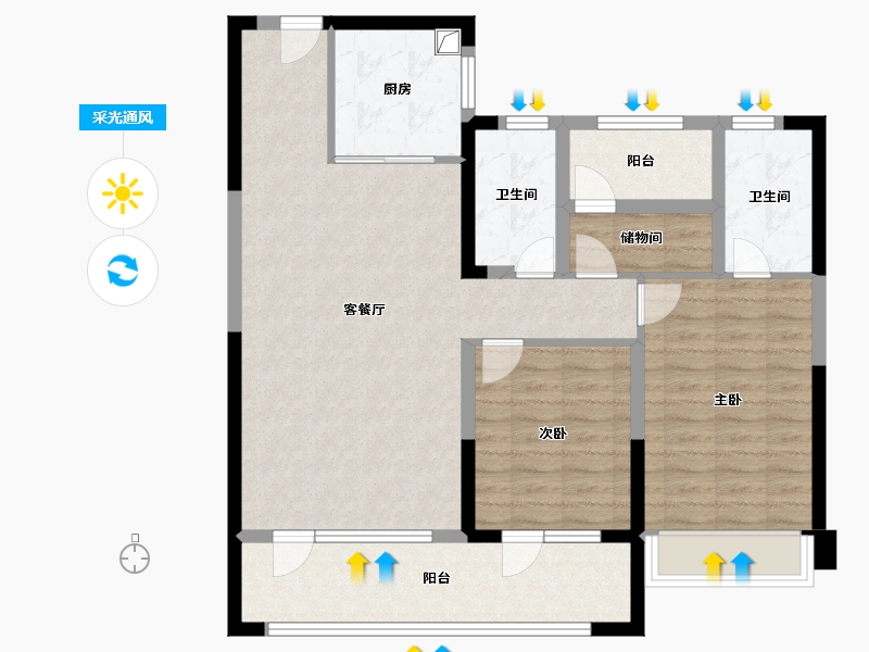 山东省-青岛市-诺德逸安居-95.20-户型库-采光通风