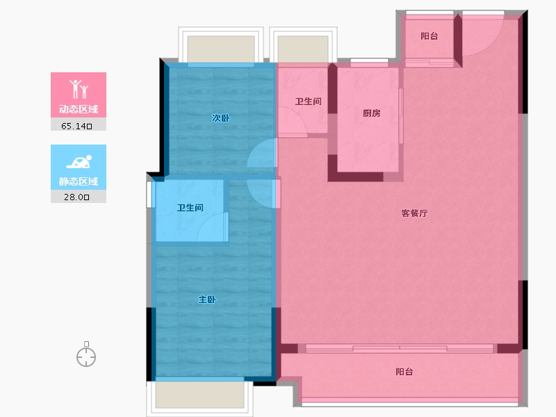 湖北省-宜昌市-宝业沁园-84.48-户型库-动静分区