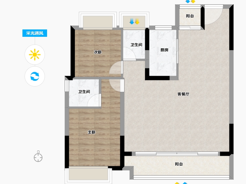 湖北省-宜昌市-宝业沁园-84.48-户型库-采光通风