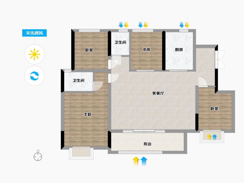 甘肃省-平凉市-静宁令牌·天悦-109.42-户型库-采光通风