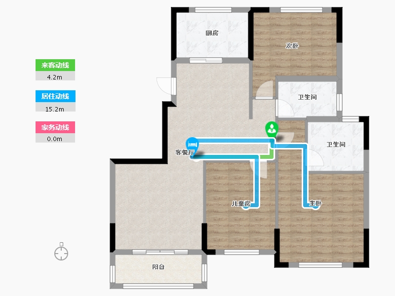 浙江省-湖州市-湖影花园-105.82-户型库-动静线