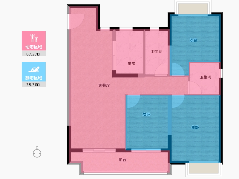 湖北省-武汉市-龙湖楚世家景粼天序-92.01-户型库-动静分区