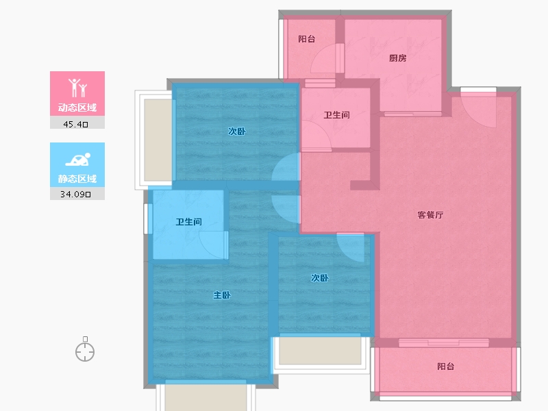 云南省-昆明市-佳兆业城市广场-69.87-户型库-动静分区