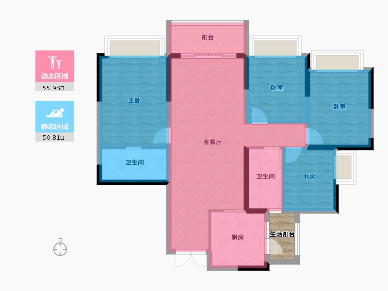 四川省-成都市-成都万达1号-98.70-户型库-动静分区