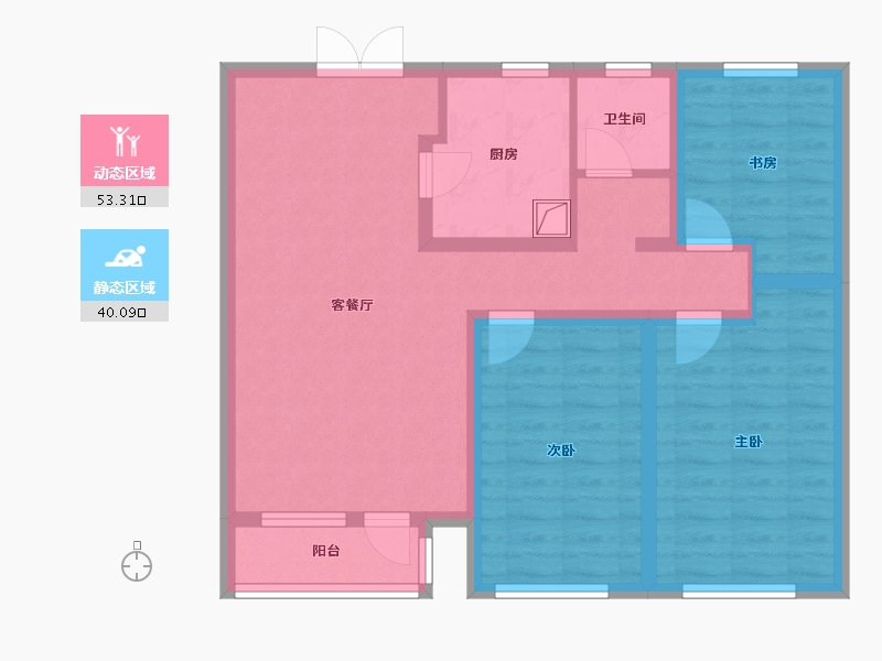 黑龙江省-鸡西市-福地壹号院-93.98-户型库-动静分区