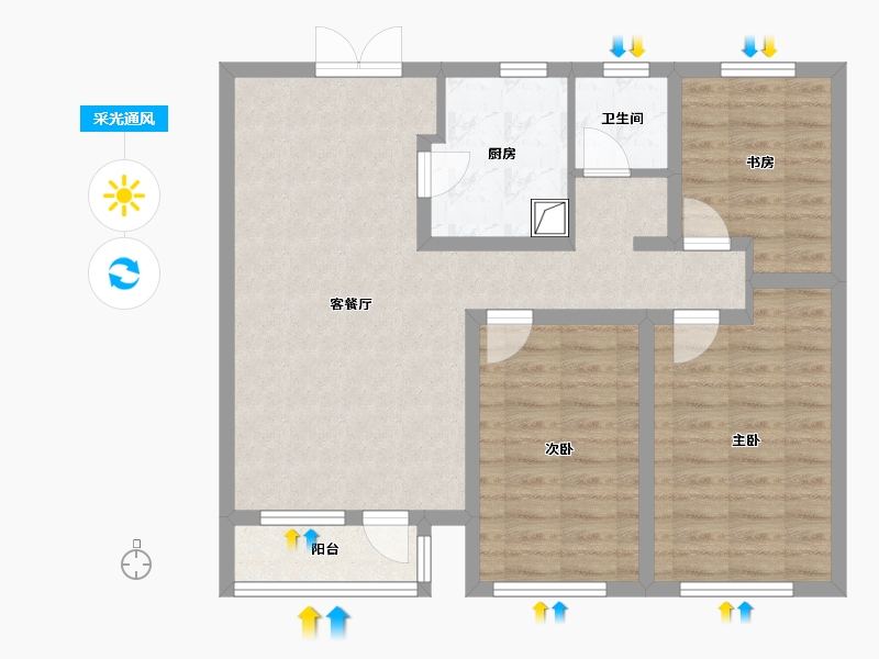 黑龙江省-鸡西市-福地壹号院-93.98-户型库-采光通风