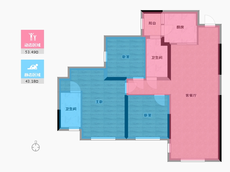 四川省-成都市-邦泰天府云璟-86.26-户型库-动静分区