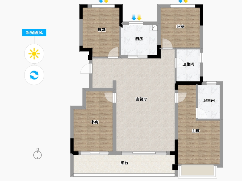 浙江省-绍兴市-绿城·晓风印月府-115.99-户型库-采光通风