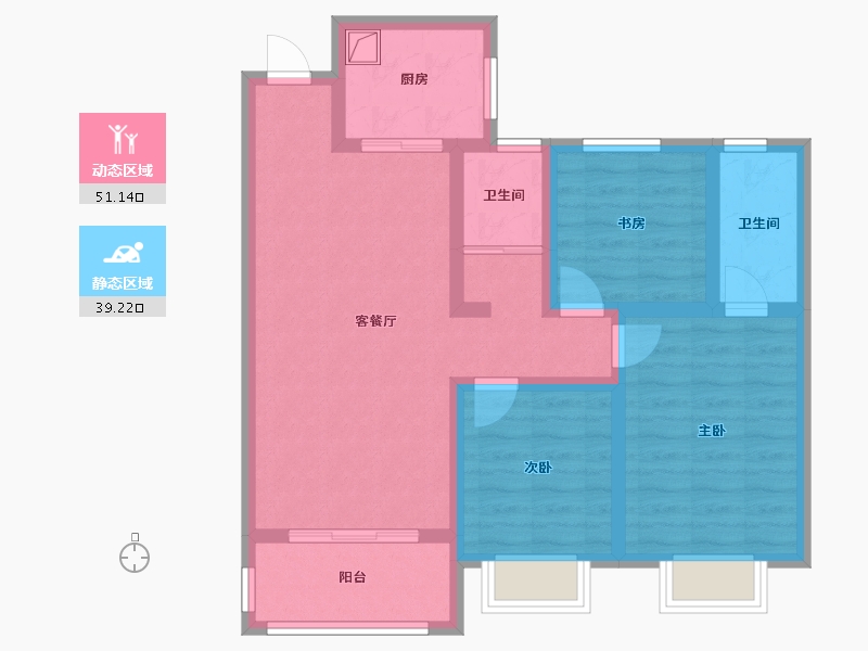 陕西省-宝鸡市-龙泉尚居-79.26-户型库-动静分区