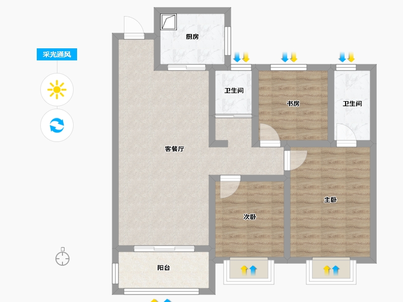 陕西省-宝鸡市-龙泉尚居-79.26-户型库-采光通风