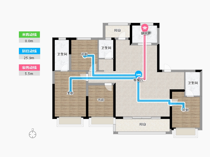 陕西省-西安市-金泰和樾-132.84-户型库-动静线