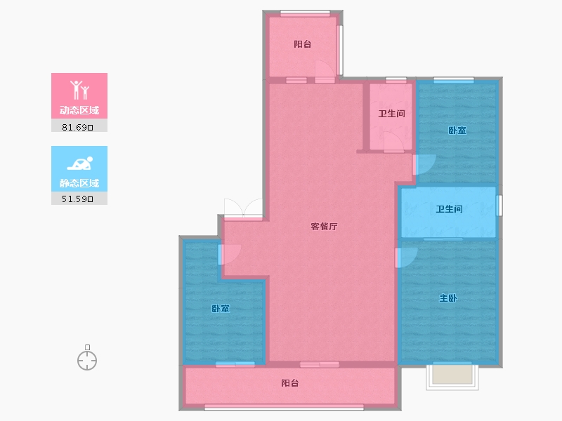 湖北省-武汉市-武汉城建·中央雲璟-120.60-户型库-动静分区