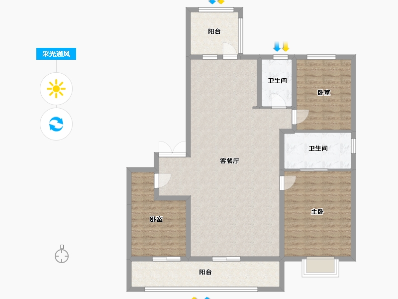 湖北省-武汉市-武汉城建·中央雲璟-120.60-户型库-采光通风