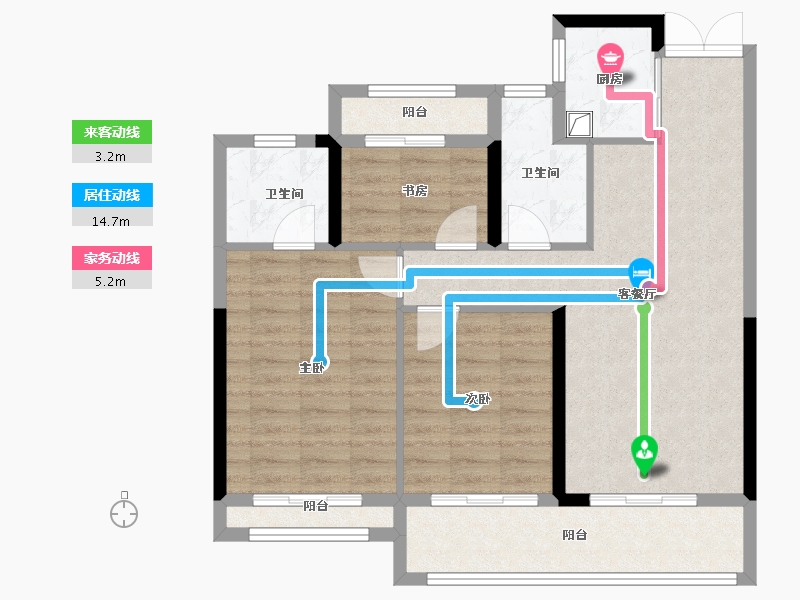 浙江省-温州市-水头·江南壹号院-86.40-户型库-动静线