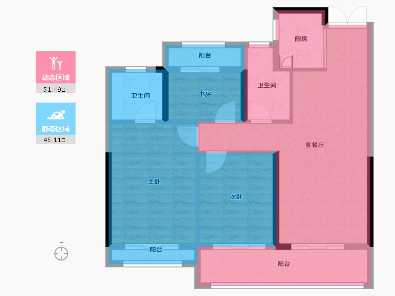 浙江省-温州市-水头·江南壹号院-86.40-户型库-动静分区