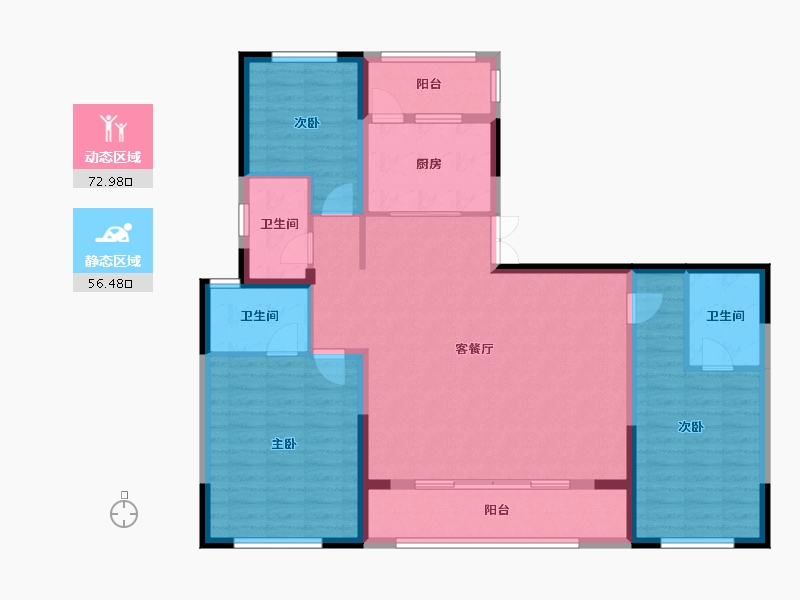 陕西省-宝鸡市-高新序-116.81-户型库-动静分区