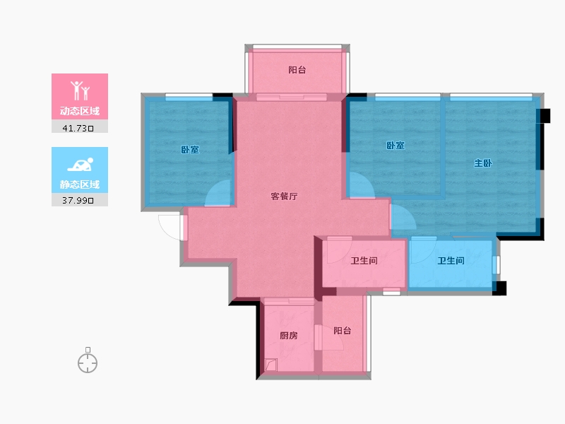 四川省-成都市-锦绣世家-70.45-户型库-动静分区