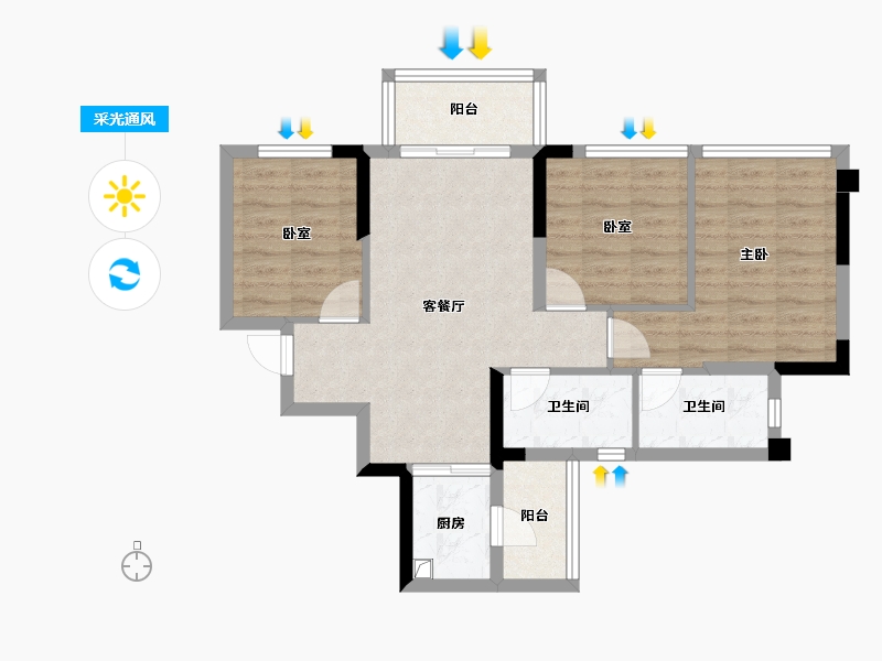 四川省-成都市-锦绣世家-70.45-户型库-采光通风