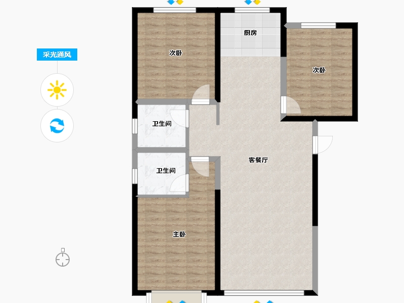 山西省-运城市-都市花园春天里-104.00-户型库-采光通风