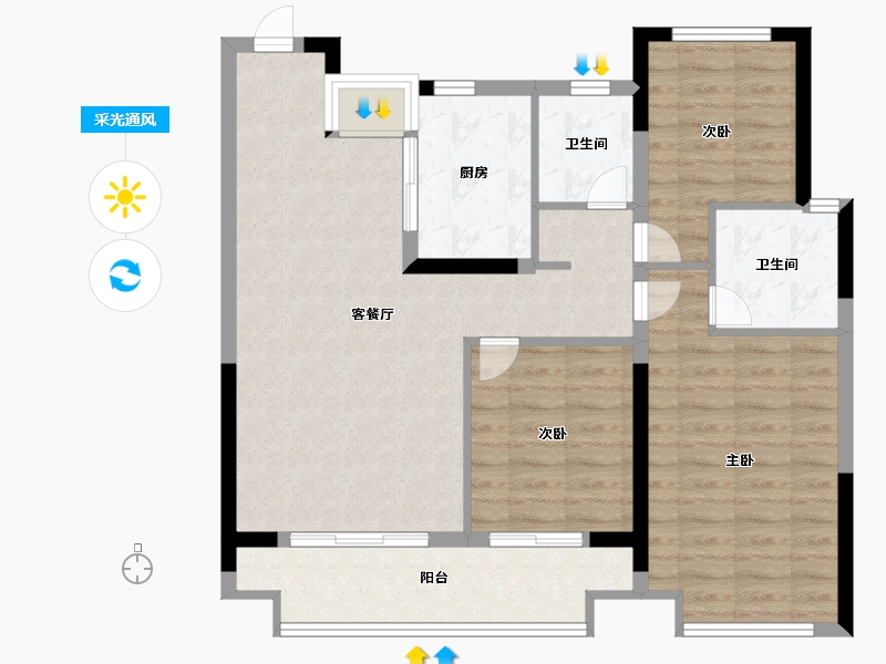 江西省-南昌市-江投青云春天-87.00-户型库-采光通风