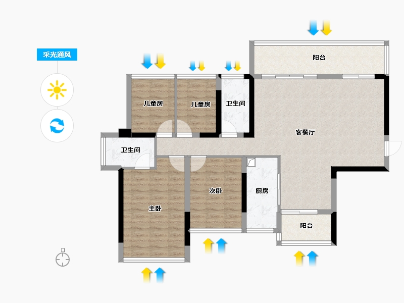 广西壮族自治区-南宁市-保利宸上印-105.44-户型库-采光通风