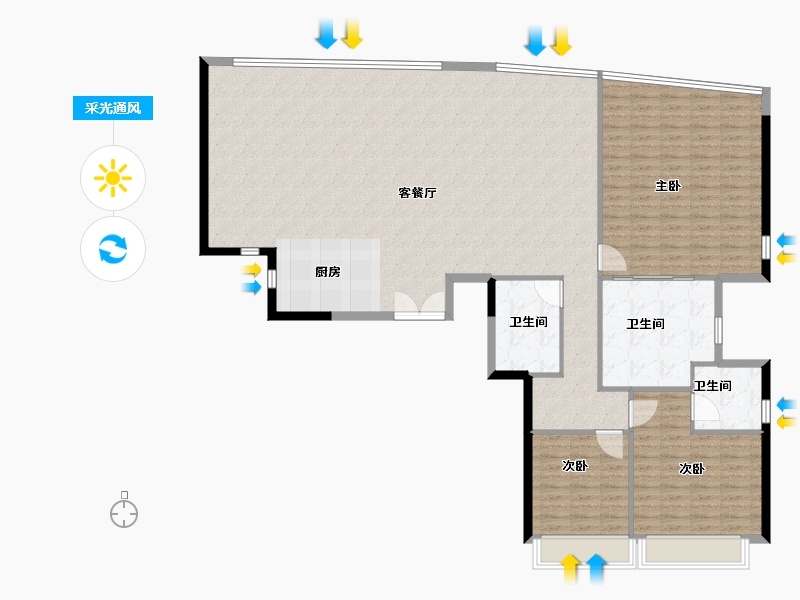 广东省-珠海市-横琴华发金融城·琴澳湾1号-172.00-户型库-采光通风