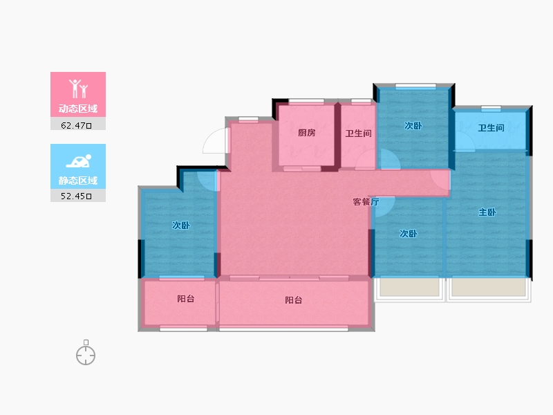 浙江省-台州市-方远建发·缦云-103.33-户型库-动静分区