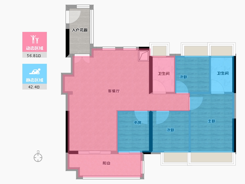 广东省-中山市-万科深业·湾中新城·全新洋房组团-95.21-户型库-动静分区