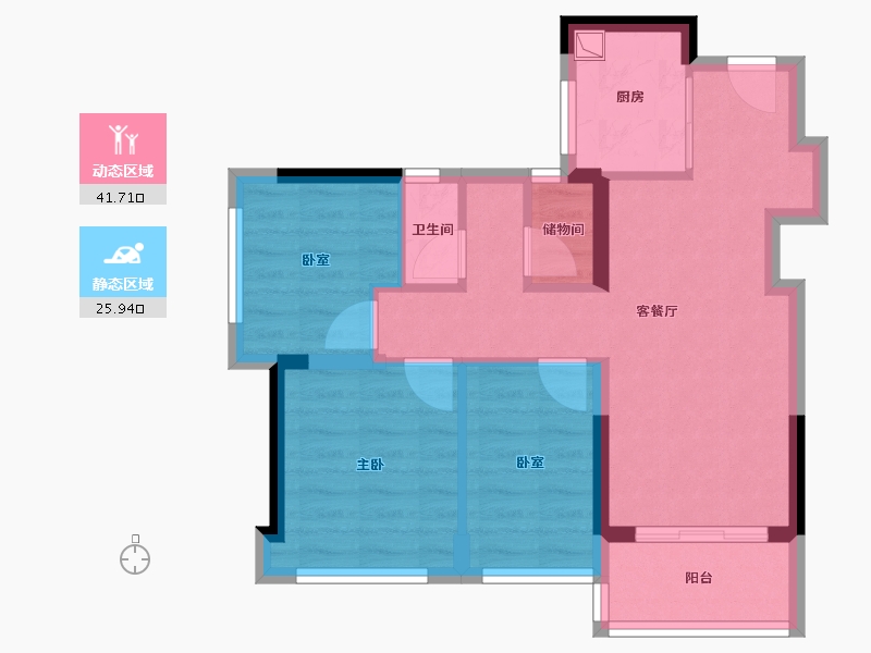 广东省-深圳市-坪山城投·鸿鹄里-59.36-户型库-动静分区